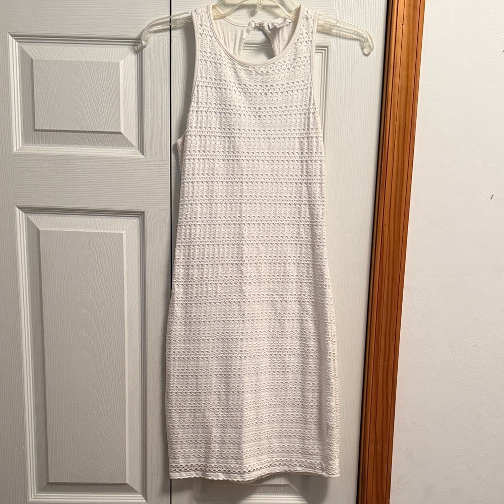 Cache White Textured Midi Dress
